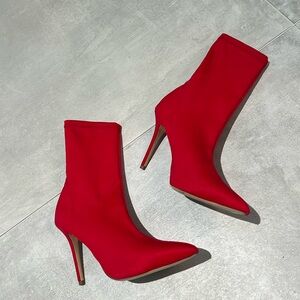 Red satin boot
